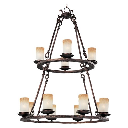 Maxim Twelve Light Oil Rubbed Bronze Wilshire Glass Candle Chandelier 10977WSOI